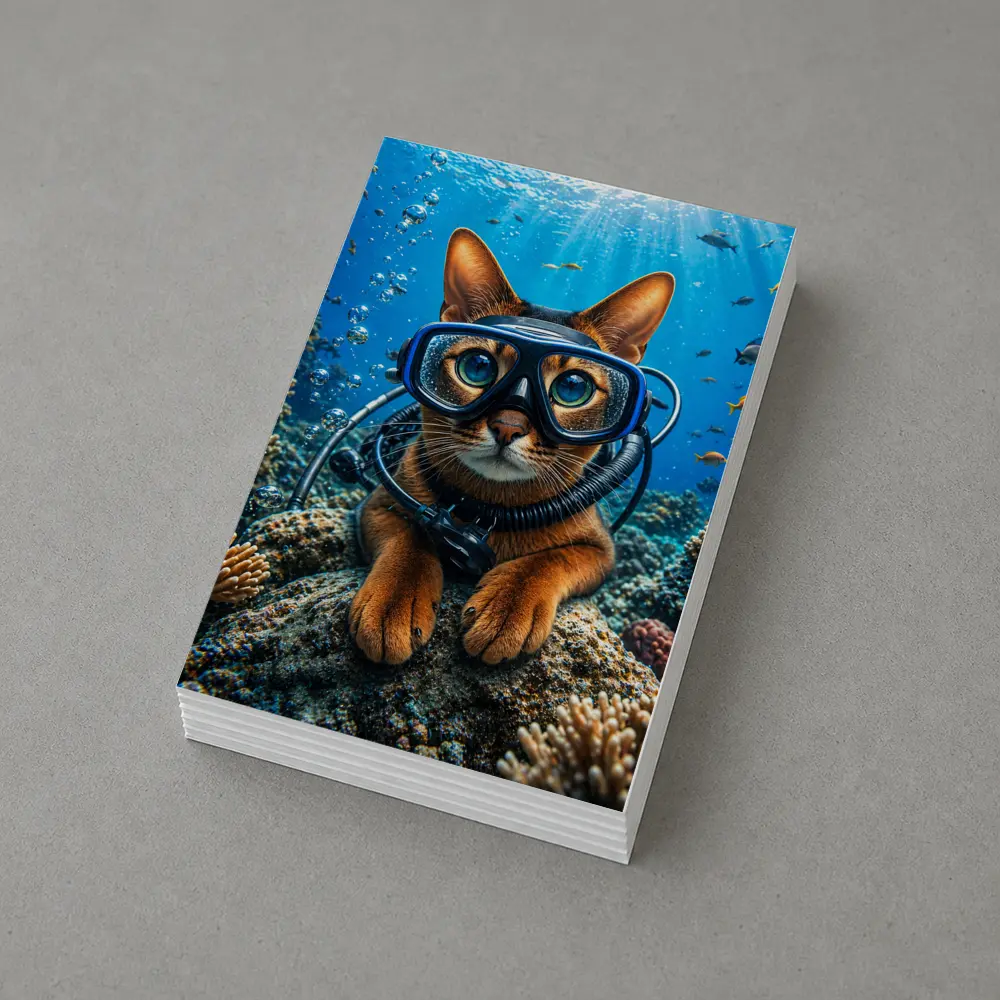 Abyssinian Cat Scuba Diver Underwater Coral Reef – Postcards