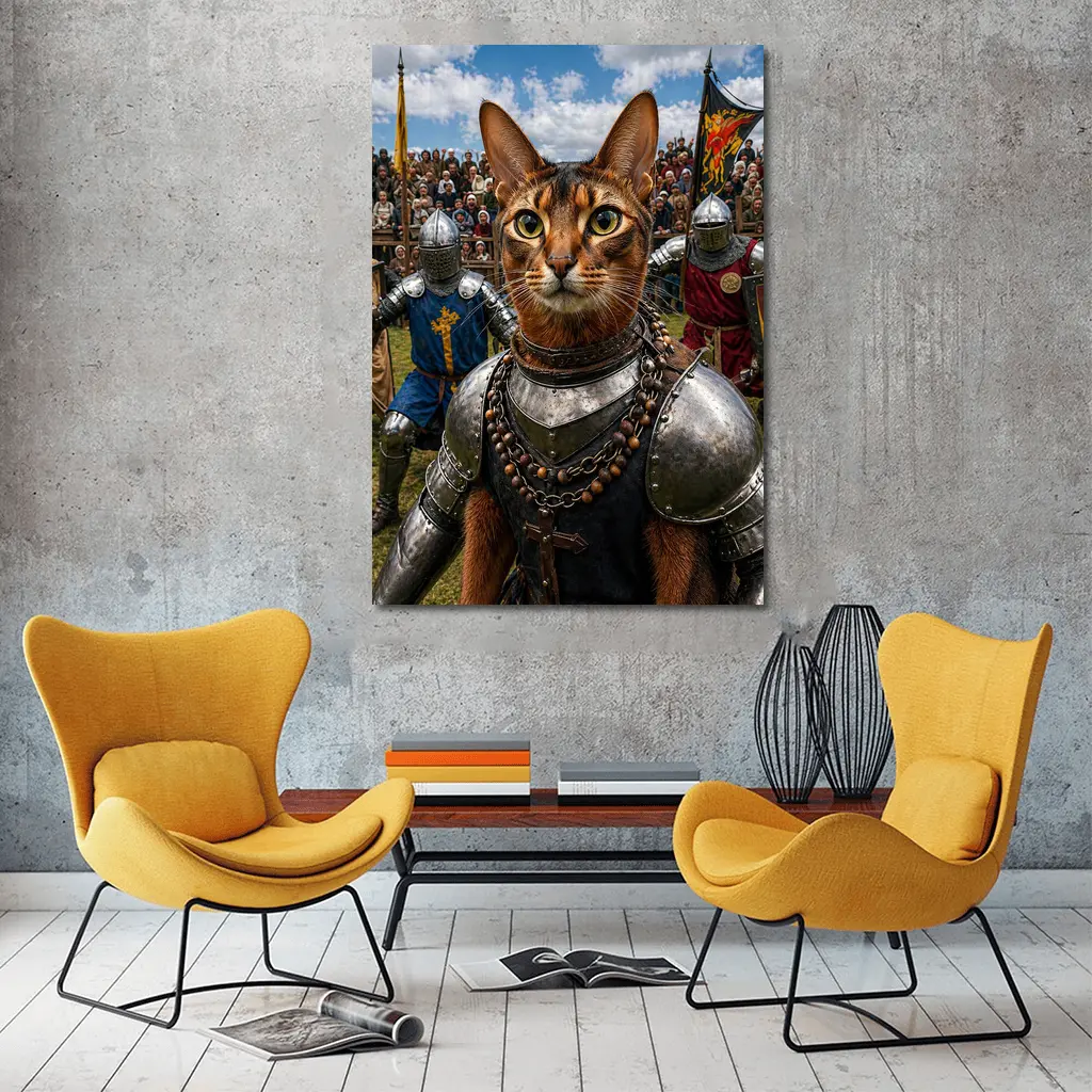 Abyssinian Cat Knight Medieval Tournament Battle – Wall Art