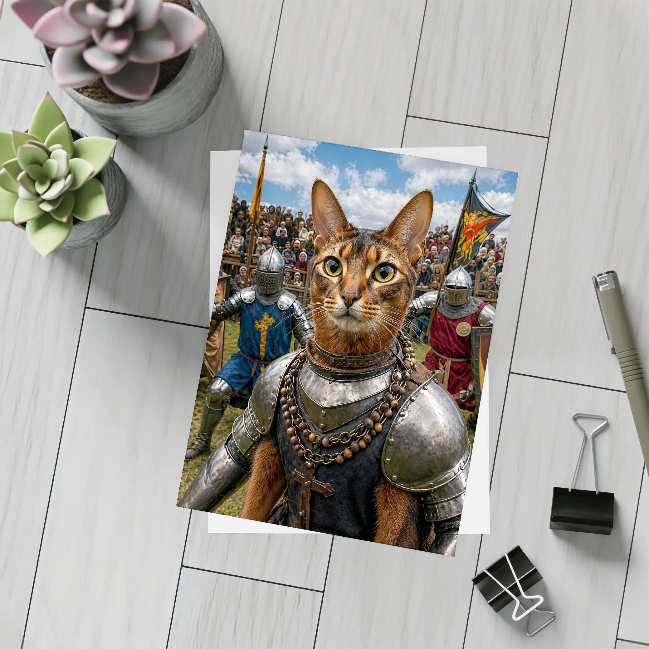 Abyssinian Cat Knight Medieval Tournament Battle – Postcards