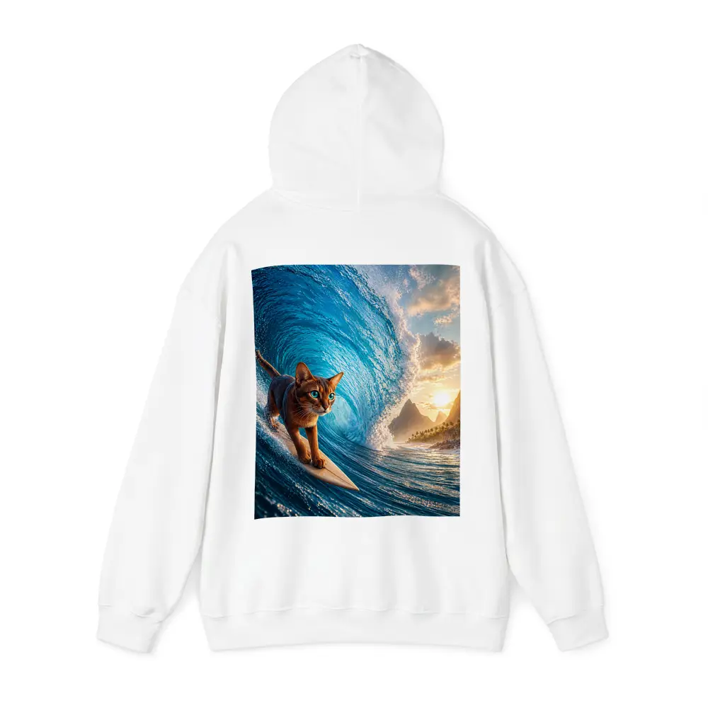 Abyssinian Cat Surfing Giant Ocean Wave – Hoodies