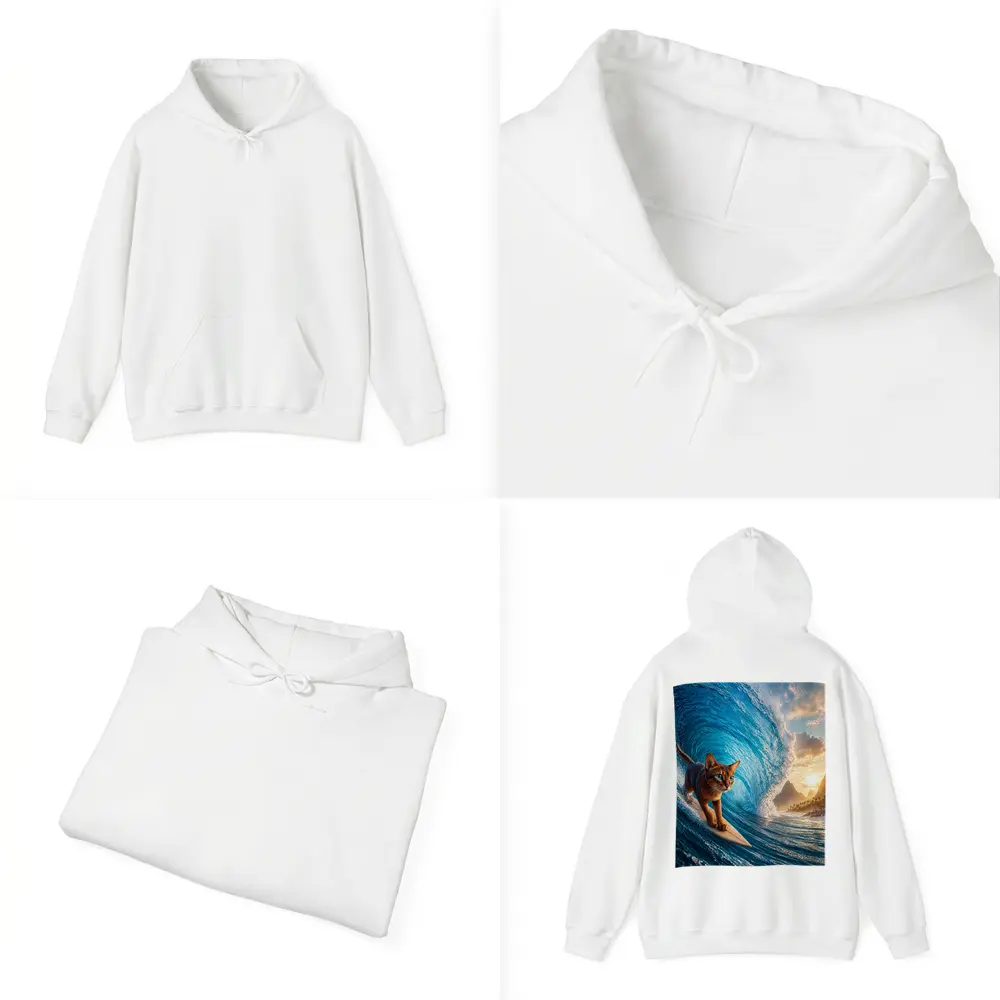 Abyssinian Cat Surfing Giant Ocean Wave – Hoodies