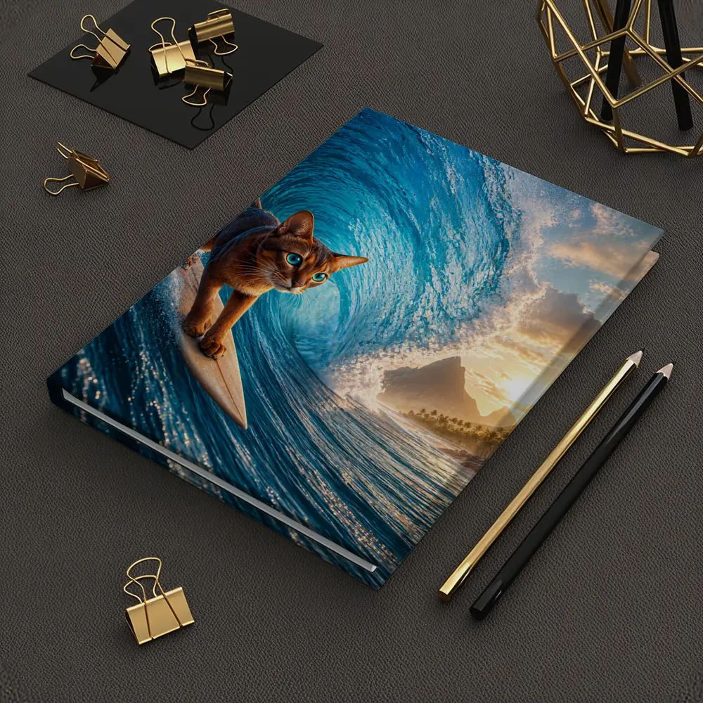 Abyssinian Cat Surfing Giant Ocean Wave – Notebooks