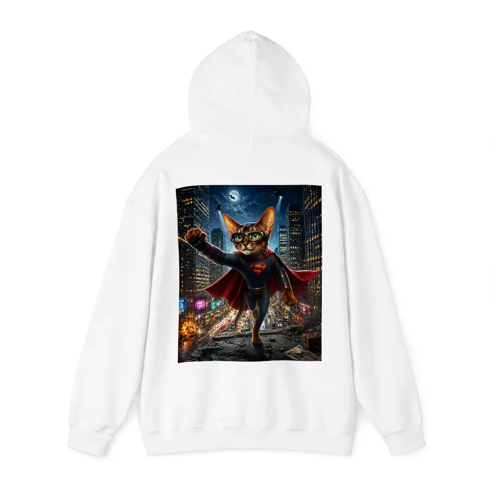 Abyssinian Cat Superman Hero City Night – Hoodies