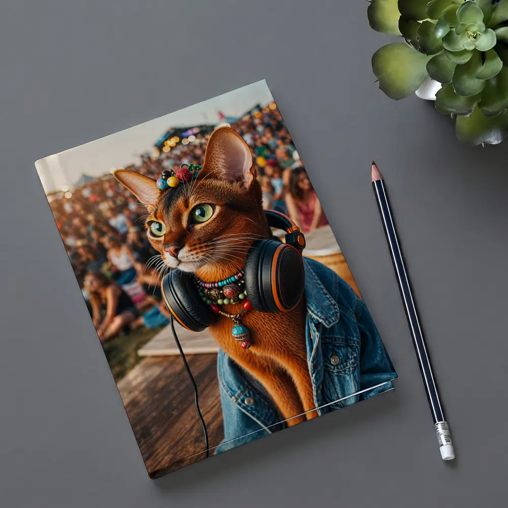 Abyssinian Cat DJ at Music Festival – Notebooks