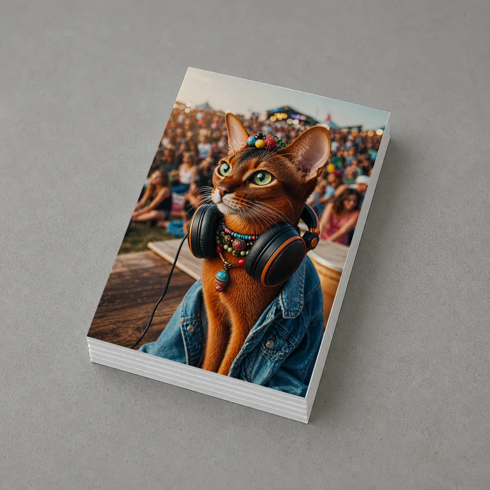 Abyssinian Cat DJ at Music Festival – Postcards