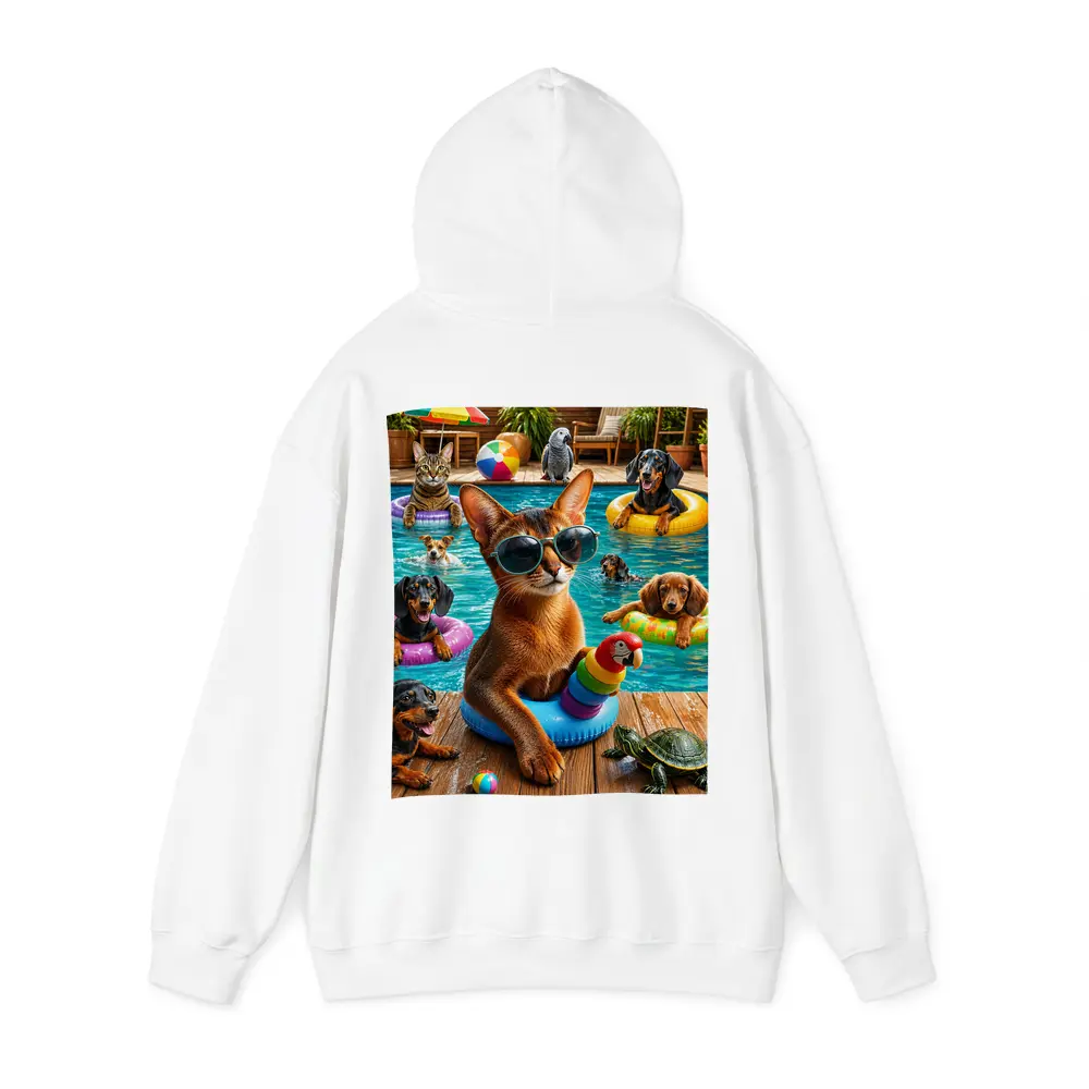 Abyssinian Cat Pool Party With Friends – Hoodies