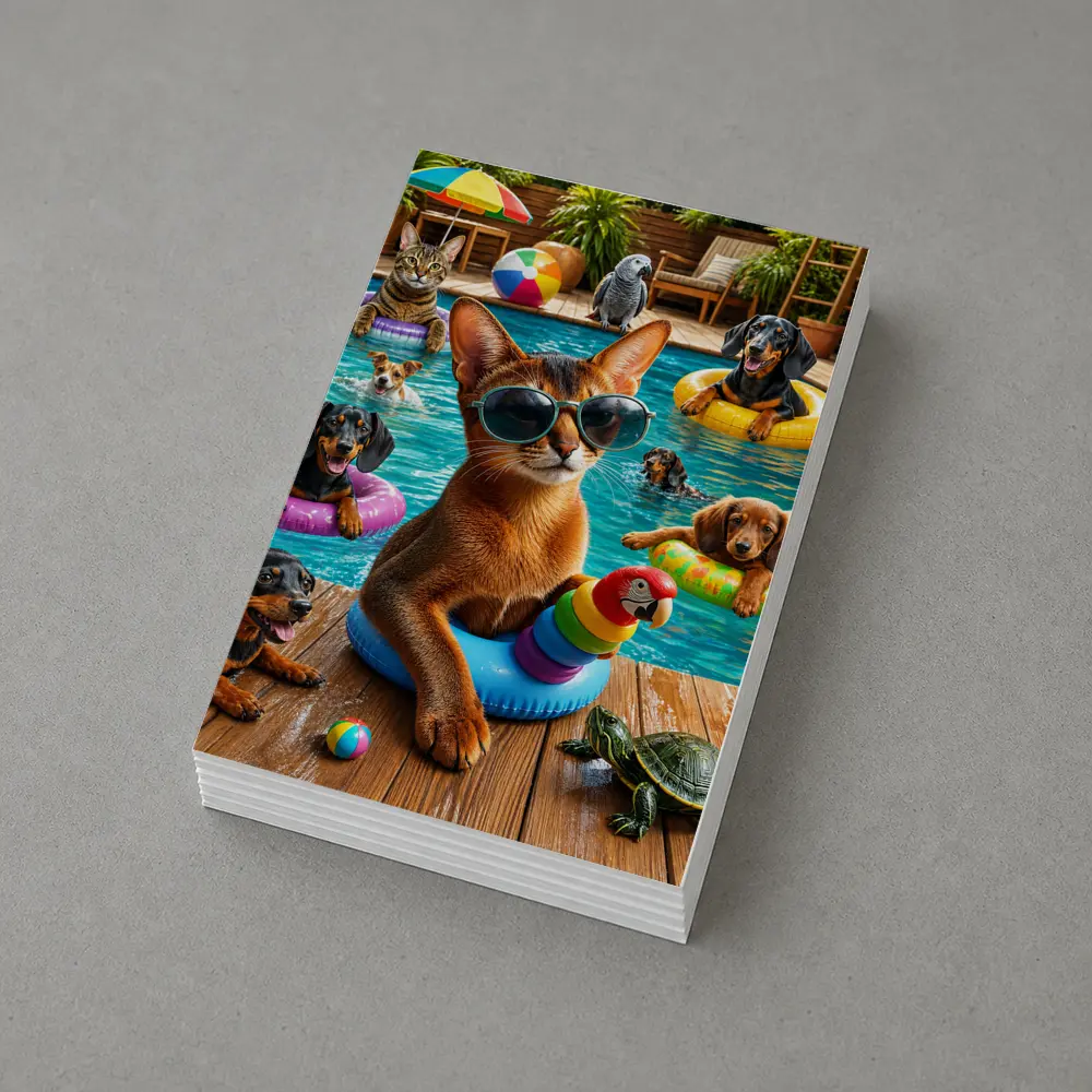 Abyssinian Cat Pool Party With Friends – Postcards