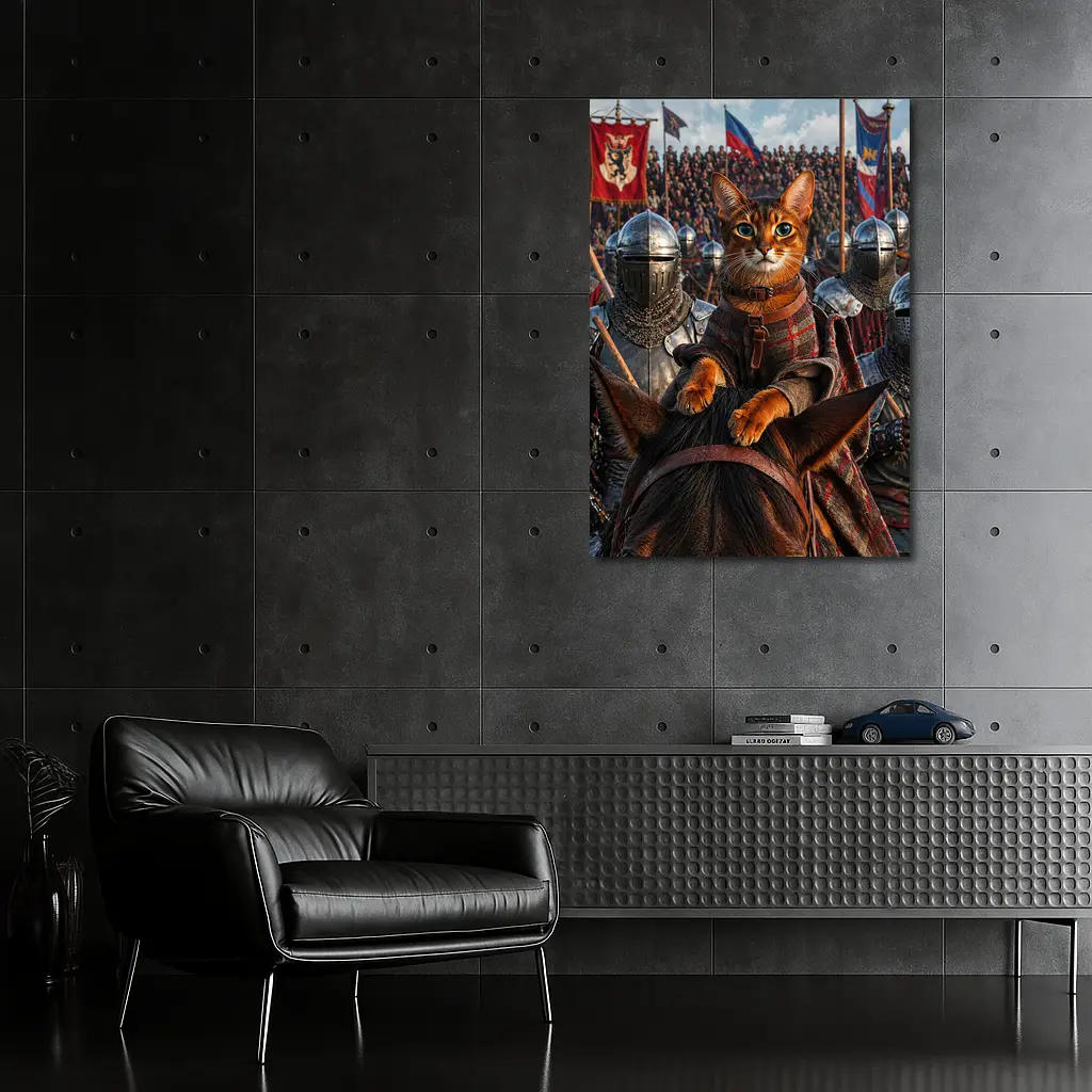 Abyssinian Cat Knight Leading Medieval Army – Wall Art