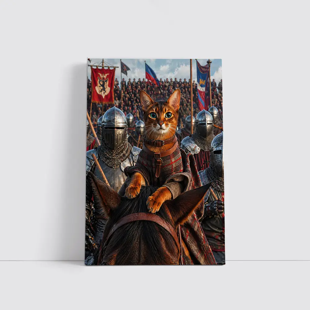 Abyssinian Cat Knight Leading Medieval Army – Wall Art