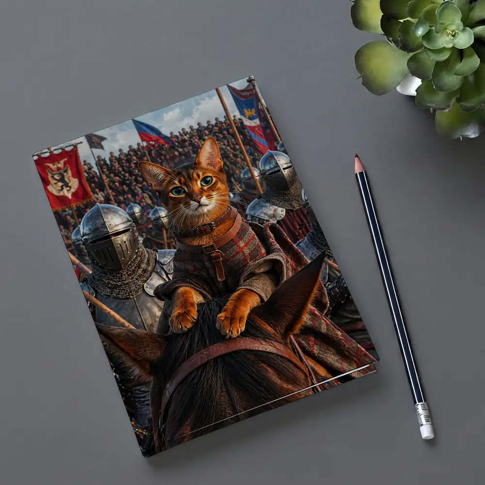 Abyssinian Cat Knight Leading Medieval Army – Notebooks