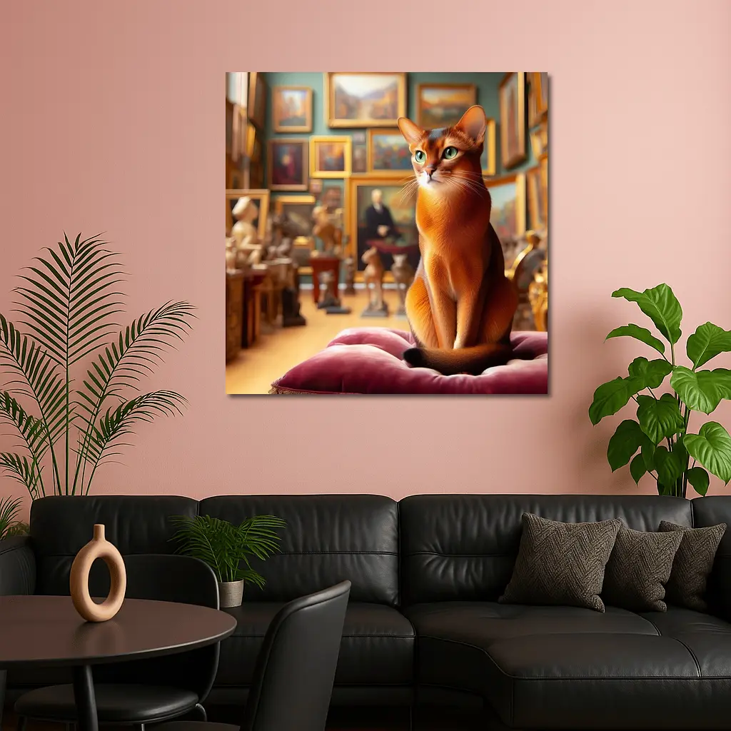 Abyssinian Cat Sitting in Art Gallery – Wall Art