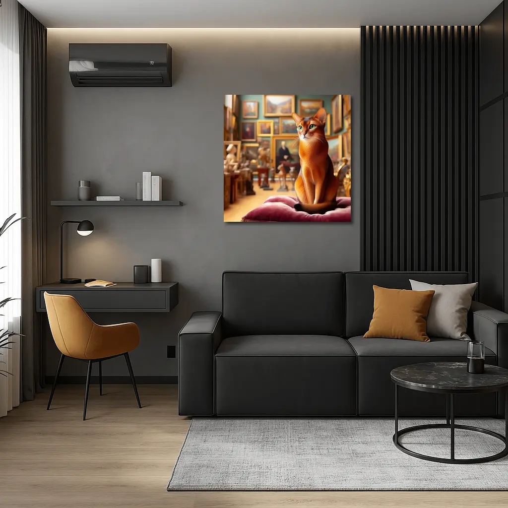 Abyssinian Cat Sitting in Art Gallery – Wall Art