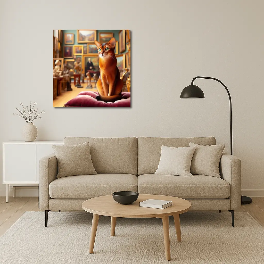 Abyssinian Cat Sitting in Art Gallery – Wall Art