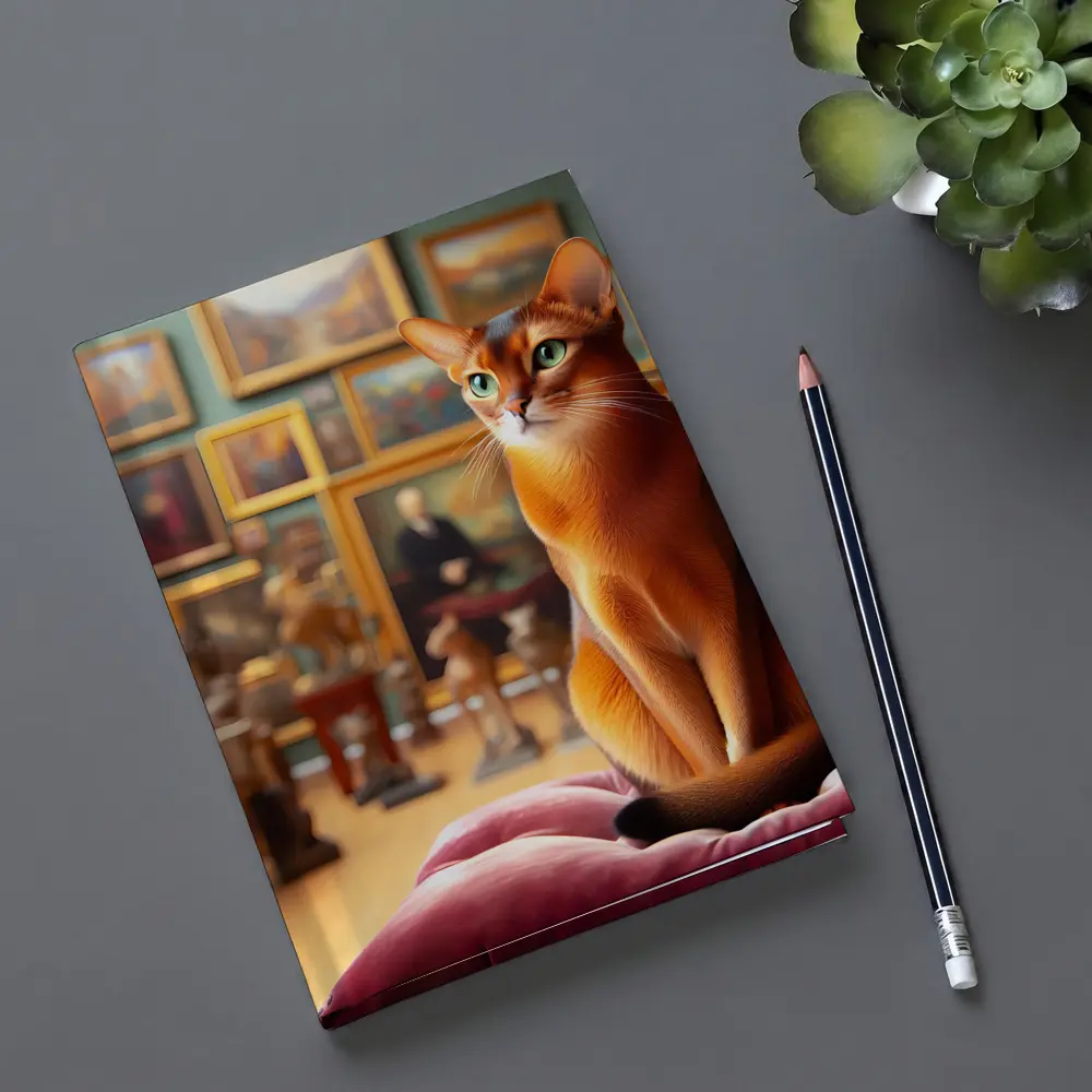 Abyssinian Cat Sitting in Art Gallery – Notebooks