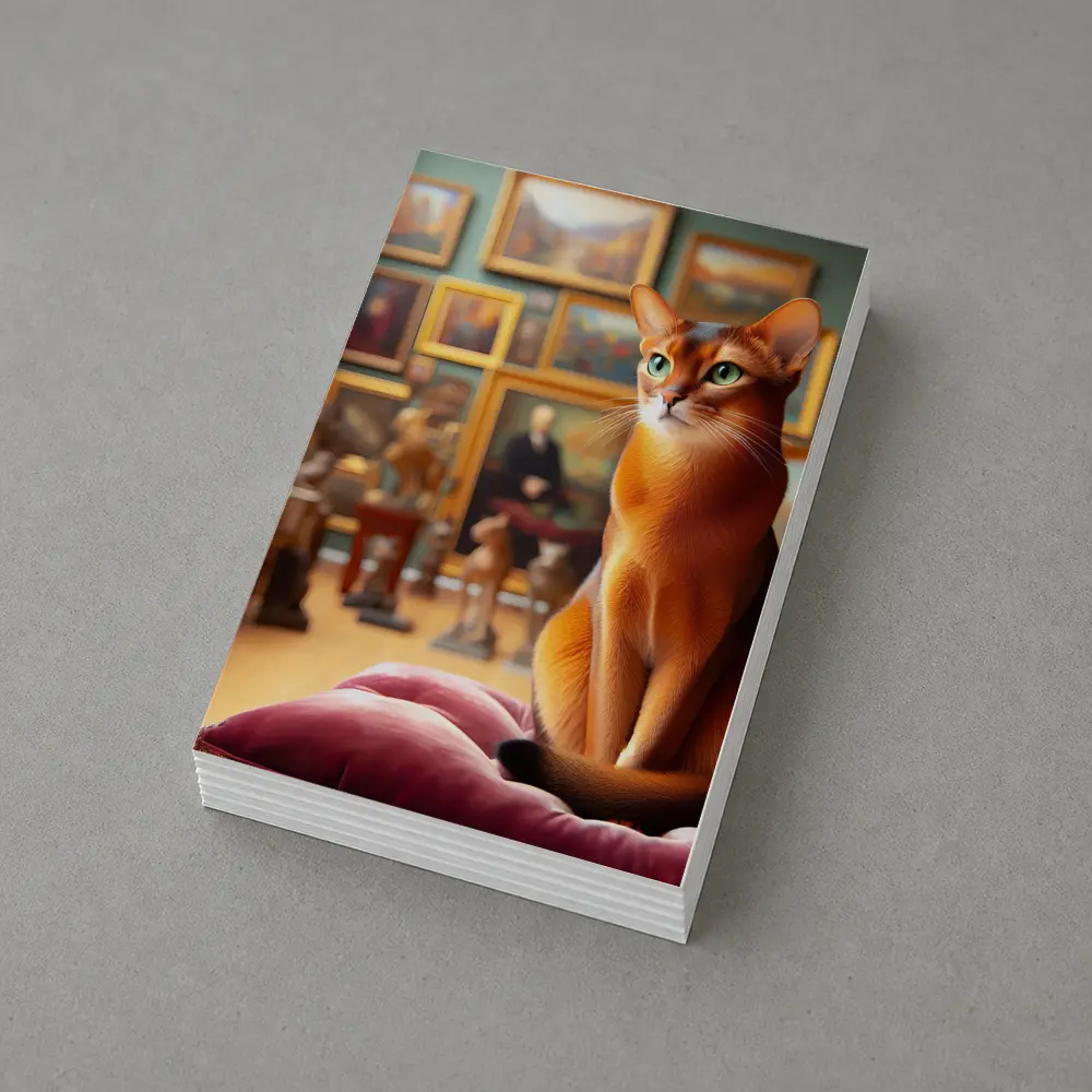 Abyssinian Cat Sitting in Art Gallery – Postcards