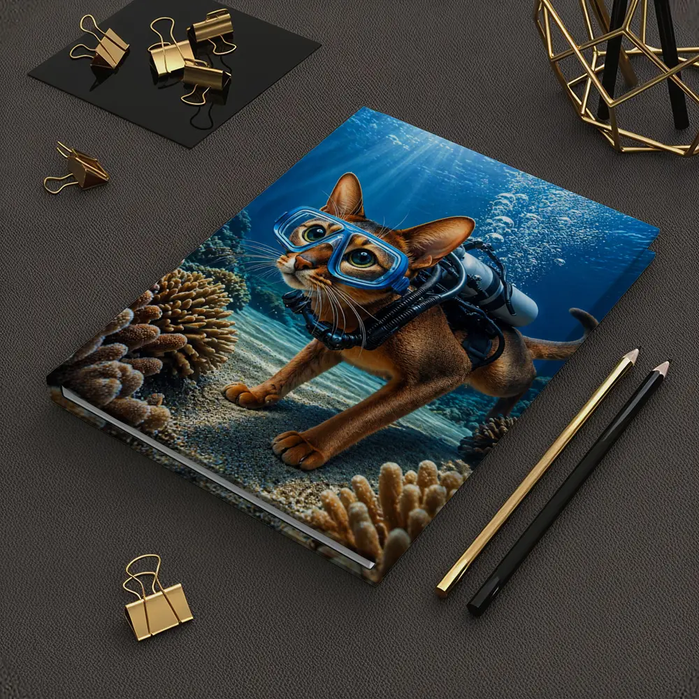 Abyssinian Cat Scuba Diving Coral Reef – Notebooks