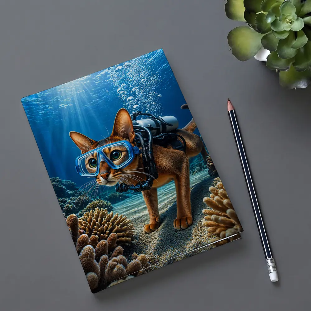 Abyssinian Cat Scuba Diving Coral Reef – Notebooks