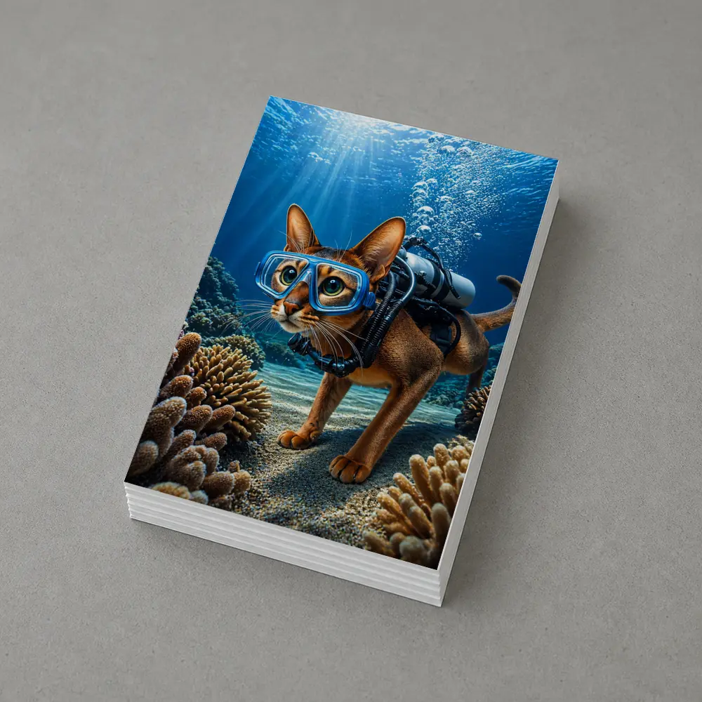 Abyssinian Cat Scuba Diving Coral Reef – Postcards