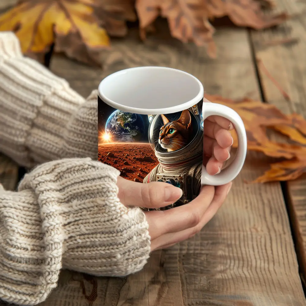 Abyssinian Cat Astronaut on Mars Surface – Mugs