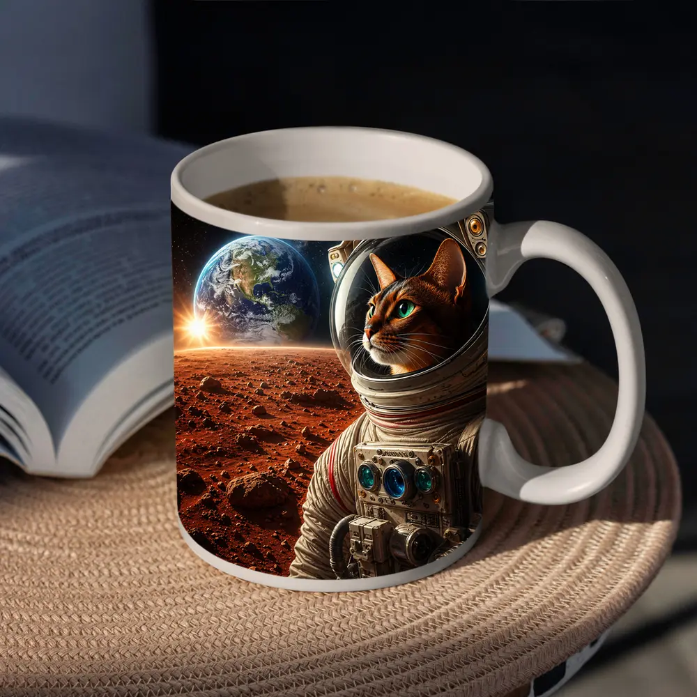 Abyssinian Cat Astronaut on Mars Surface – Mugs