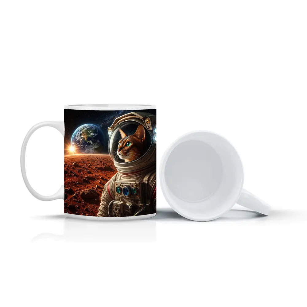 Abyssinian Cat Astronaut on Mars Surface – Mugs