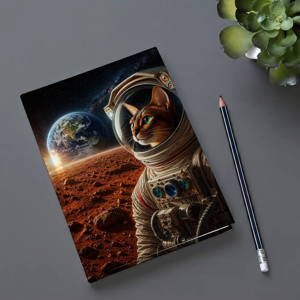 Abyssinian Cat Astronaut on Mars Surface – Notebooks