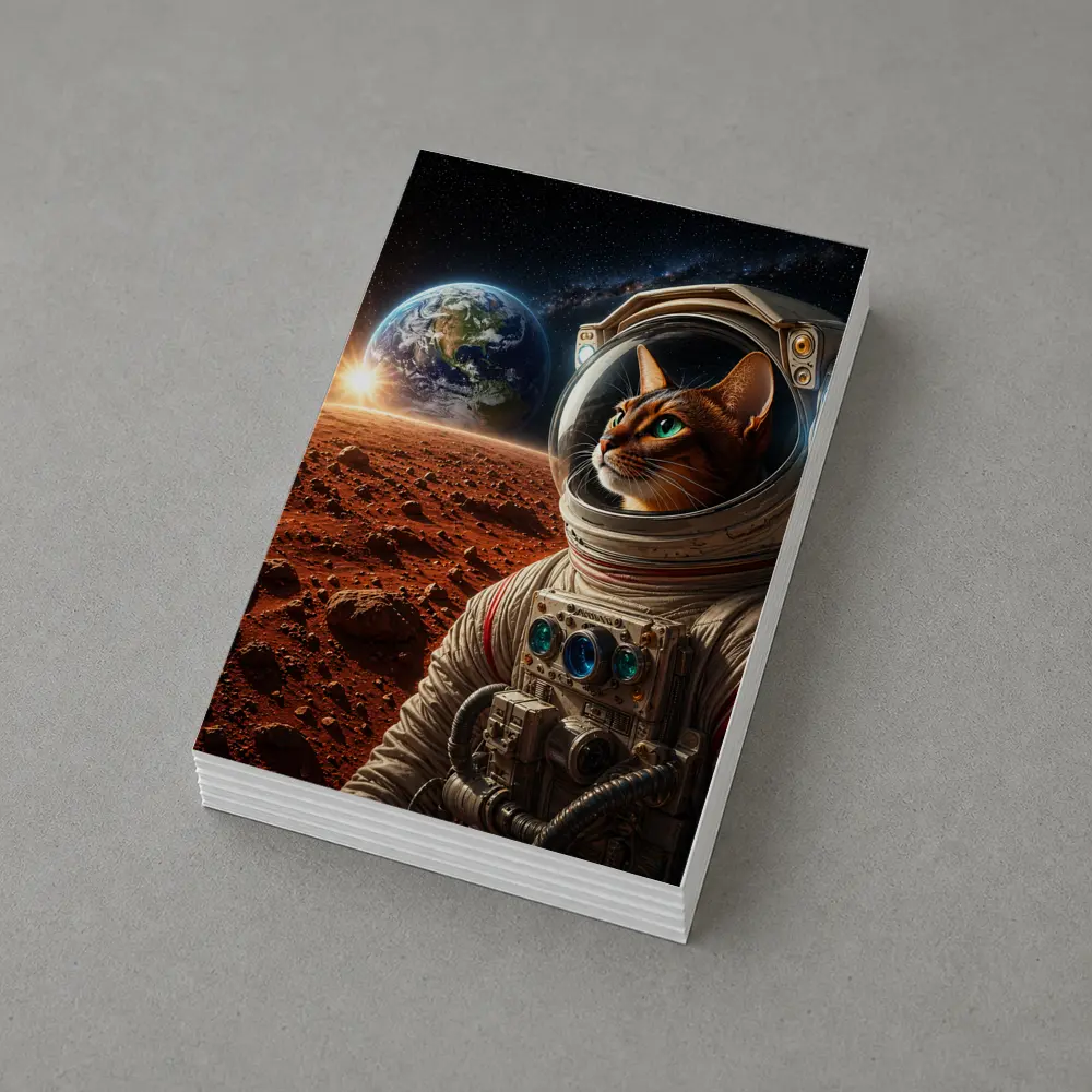 Abyssinian Cat Astronaut on Mars Surface – Postcards