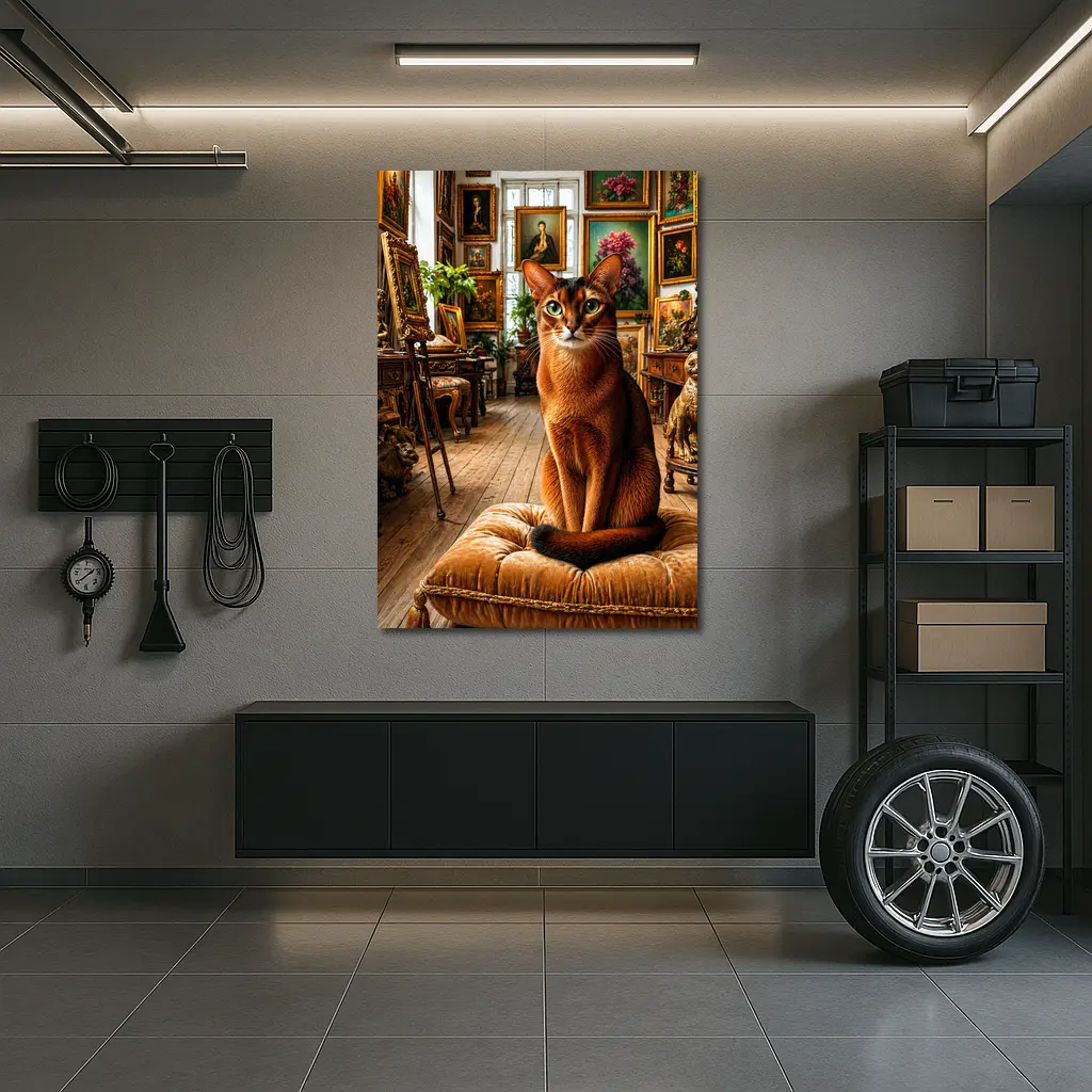 Abyssinian Cat Sitting in Ornate Gallery – Wall Art