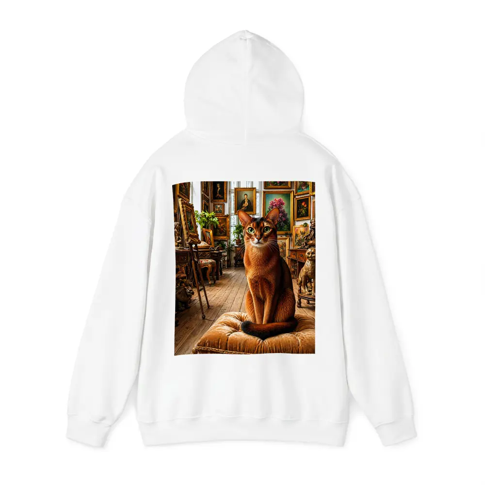 Abyssinian Cat Sitting in Ornate Gallery – Hoodies