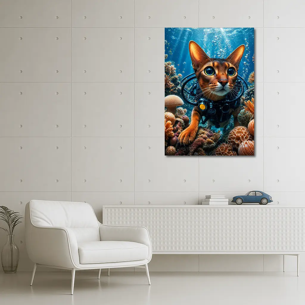 Abyssinian Cat Scuba Diving Coral Reef – Wall Art