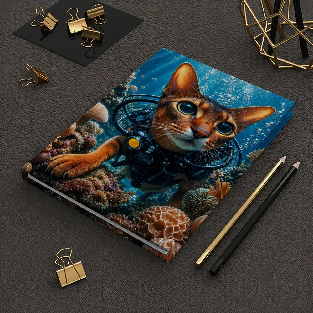 Abyssinian Cat Scuba Diving Coral Reef – Notebooks