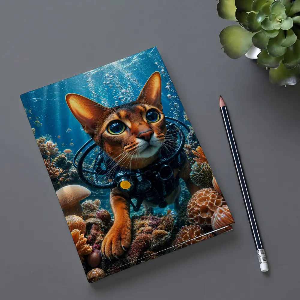 Abyssinian Cat Scuba Diving Coral Reef – Notebooks