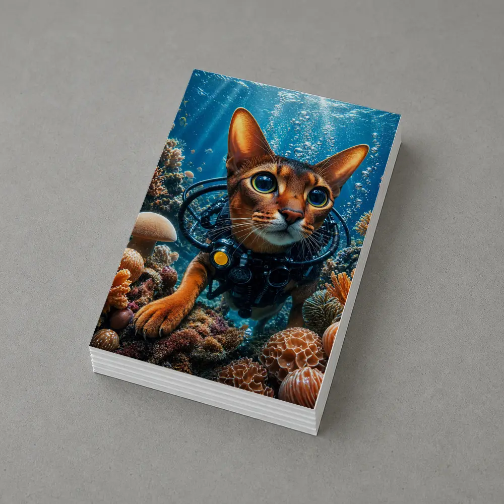 Abyssinian Cat Scuba Diving Coral Reef – Postcards