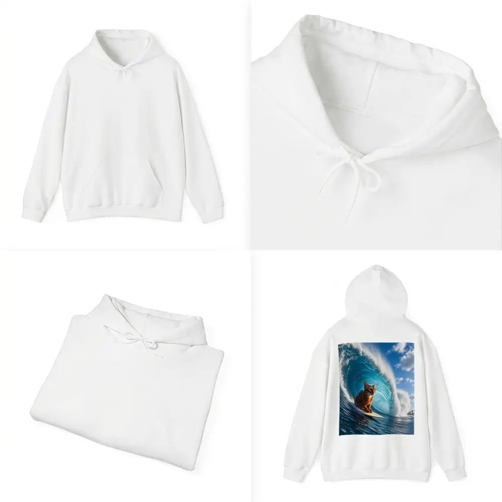 Abyssinian Cat Surfing Giant Ocean Wave – Hoodies