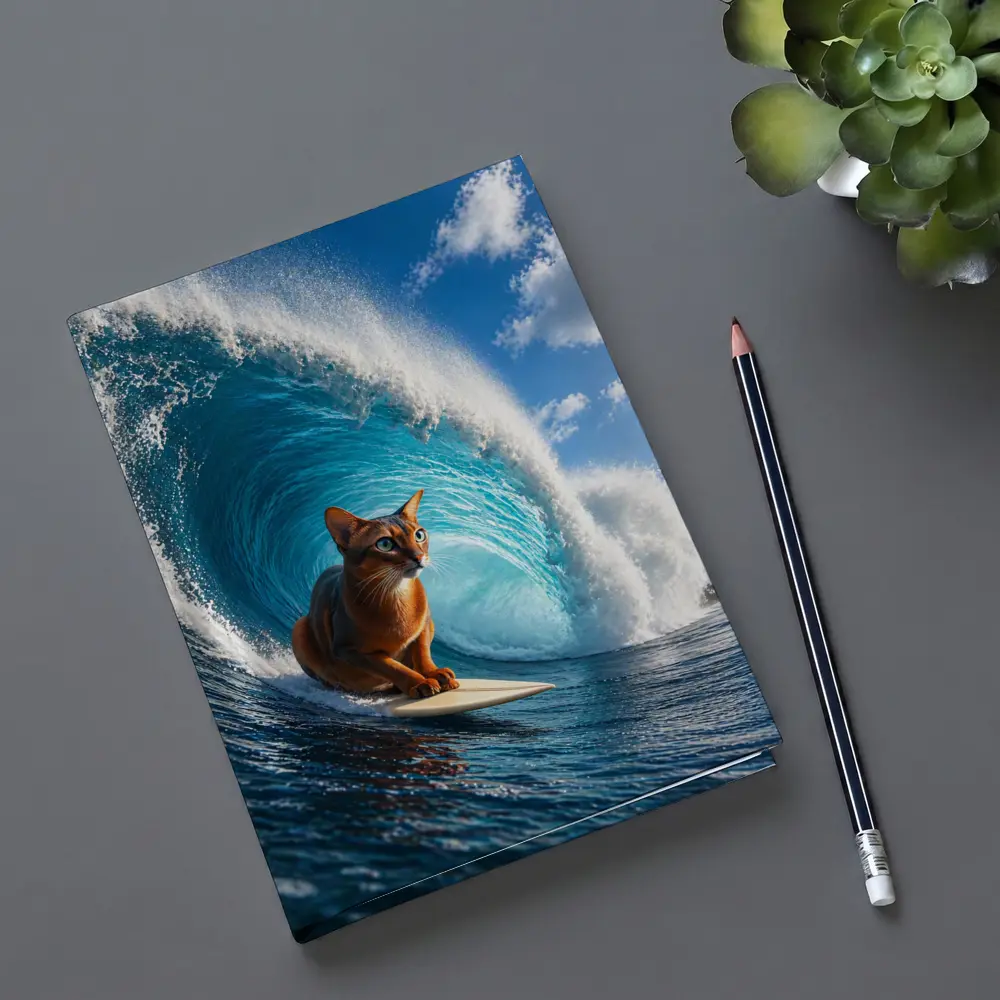 Abyssinian Cat Surfing Giant Ocean Wave – Notebooks