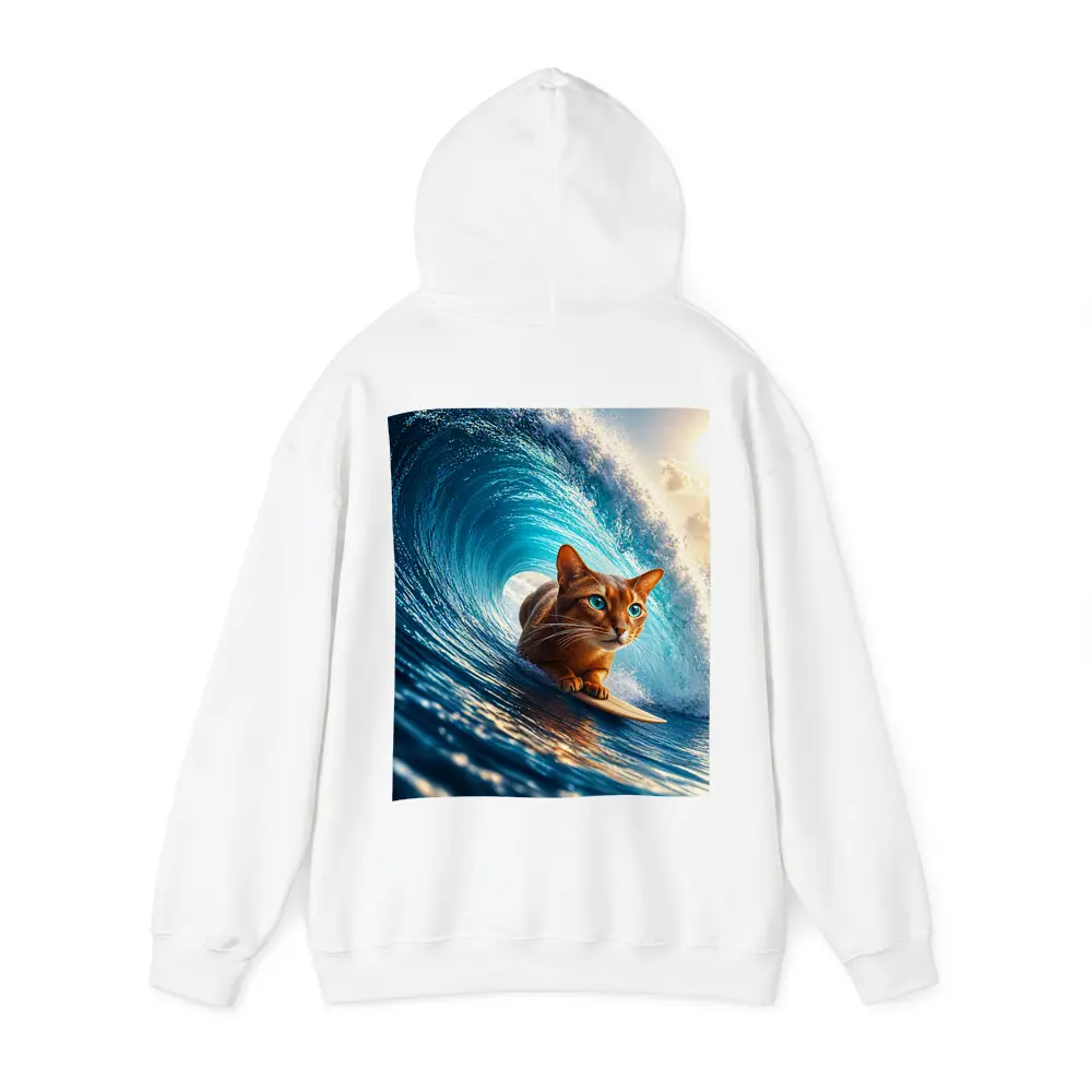Abyssinian Cat Surfing Giant Ocean Wave – Hoodies