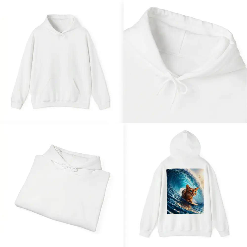 Abyssinian Cat Surfing Giant Ocean Wave – Hoodies