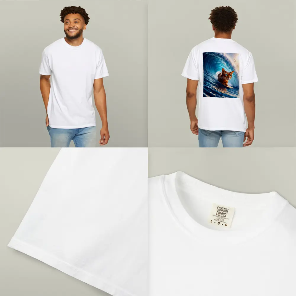 Abyssinian Cat Surfing Giant Ocean Wave – T-Shirts
