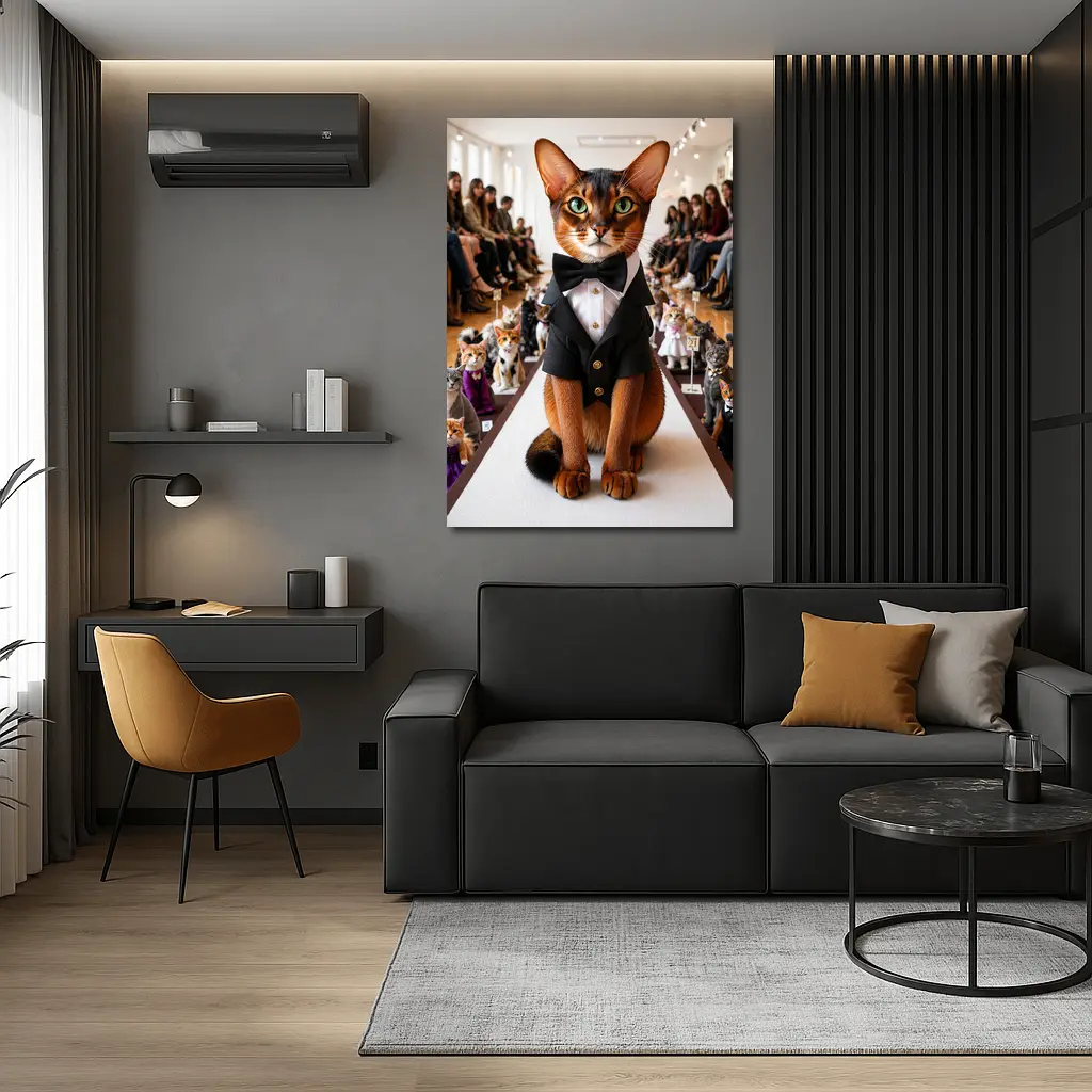 Abyssinian Cat Tuxedo Fashion Show Runway – Wall Art