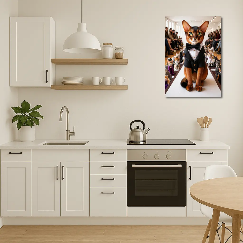 Abyssinian Cat Tuxedo Fashion Show Runway – Wall Art