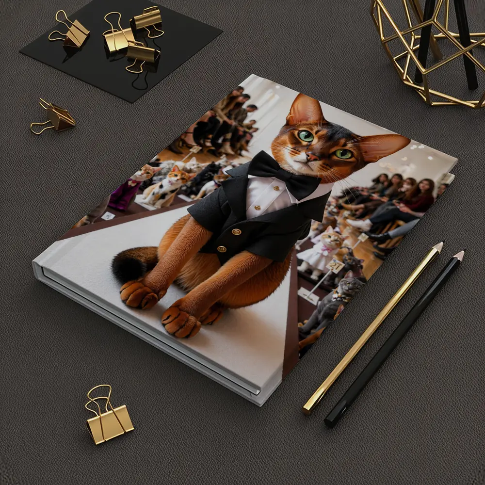 Abyssinian Cat Tuxedo Fashion Show Runway – Notebooks