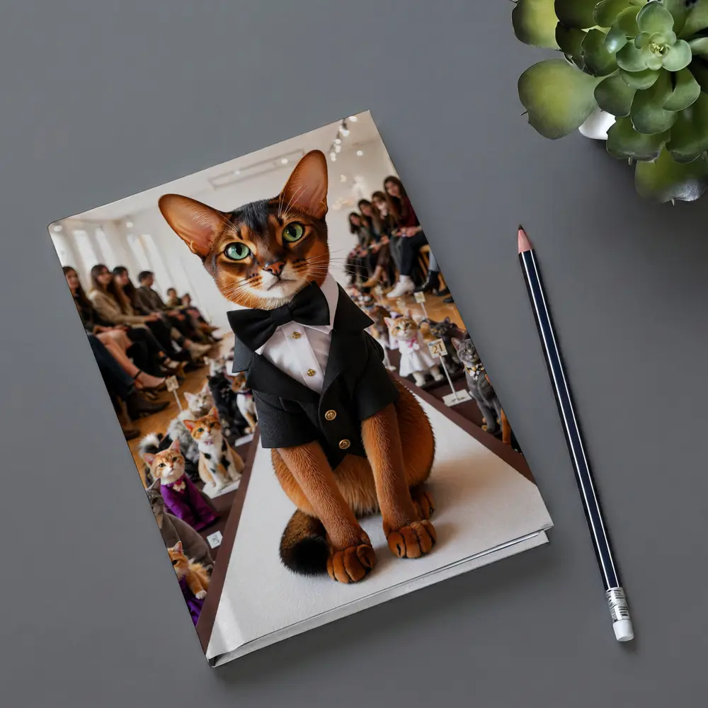 Abyssinian Cat Tuxedo Fashion Show Runway – Notebooks