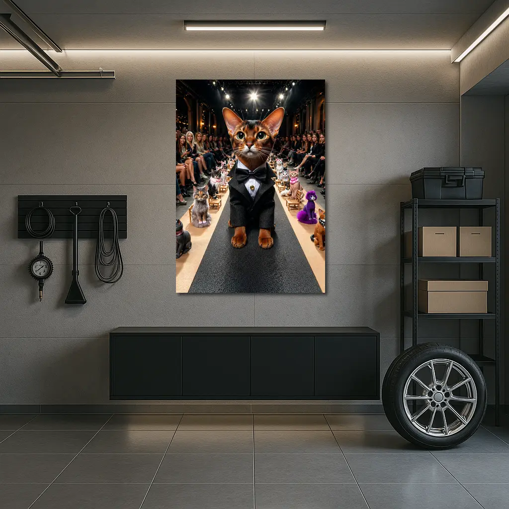 Abyssinian Cat Tuxedo Fashion Runway Show – Wall Art