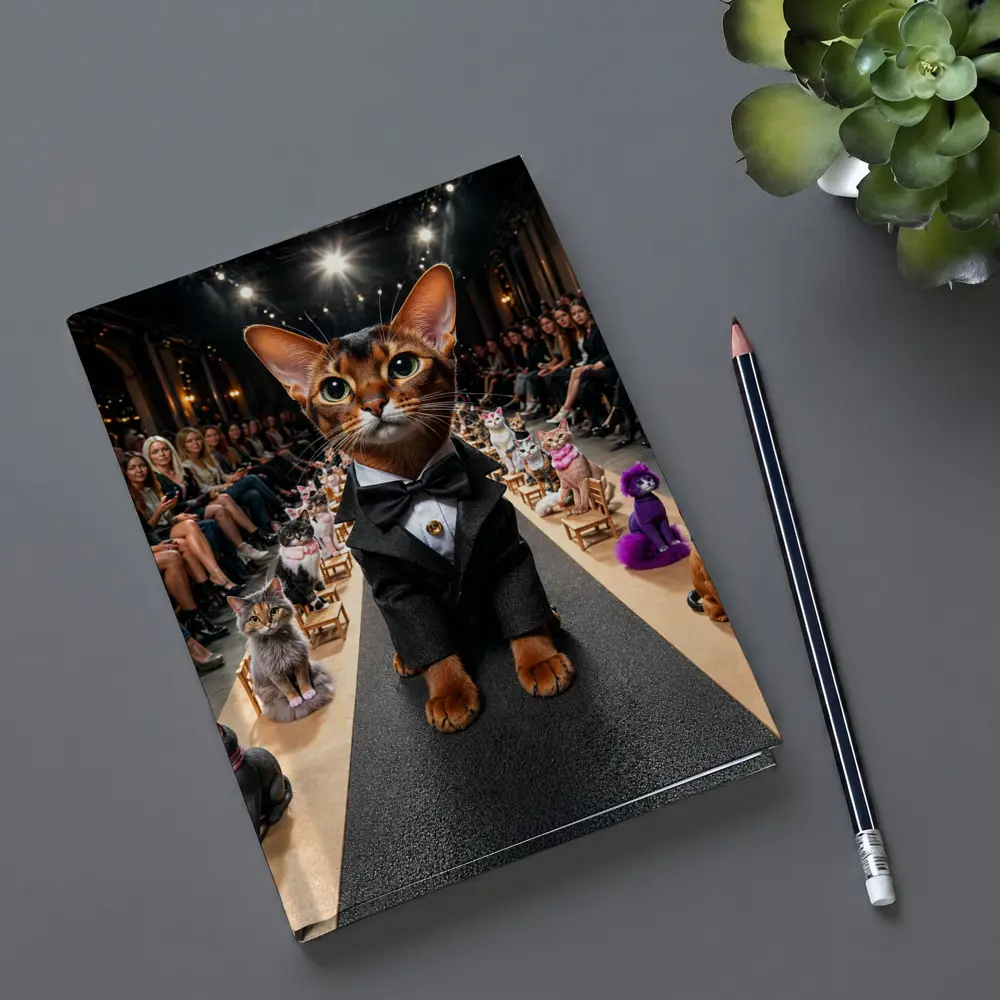 Abyssinian Cat Tuxedo Fashion Runway Show – Notebooks