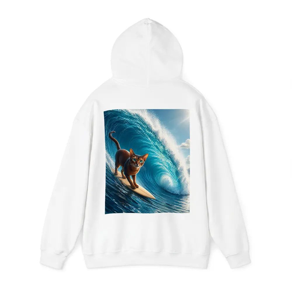 Abyssinian Cat Surfing Massive Ocean Wave – Hoodies