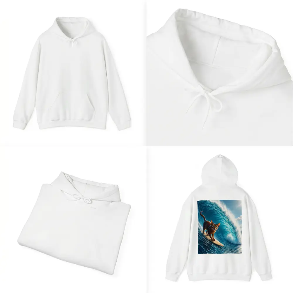 Abyssinian Cat Surfing Massive Ocean Wave – Hoodies