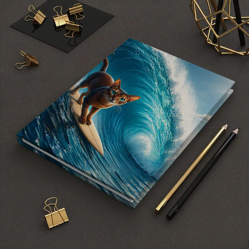 Abyssinian Cat Surfing Massive Ocean Wave – Notebooks