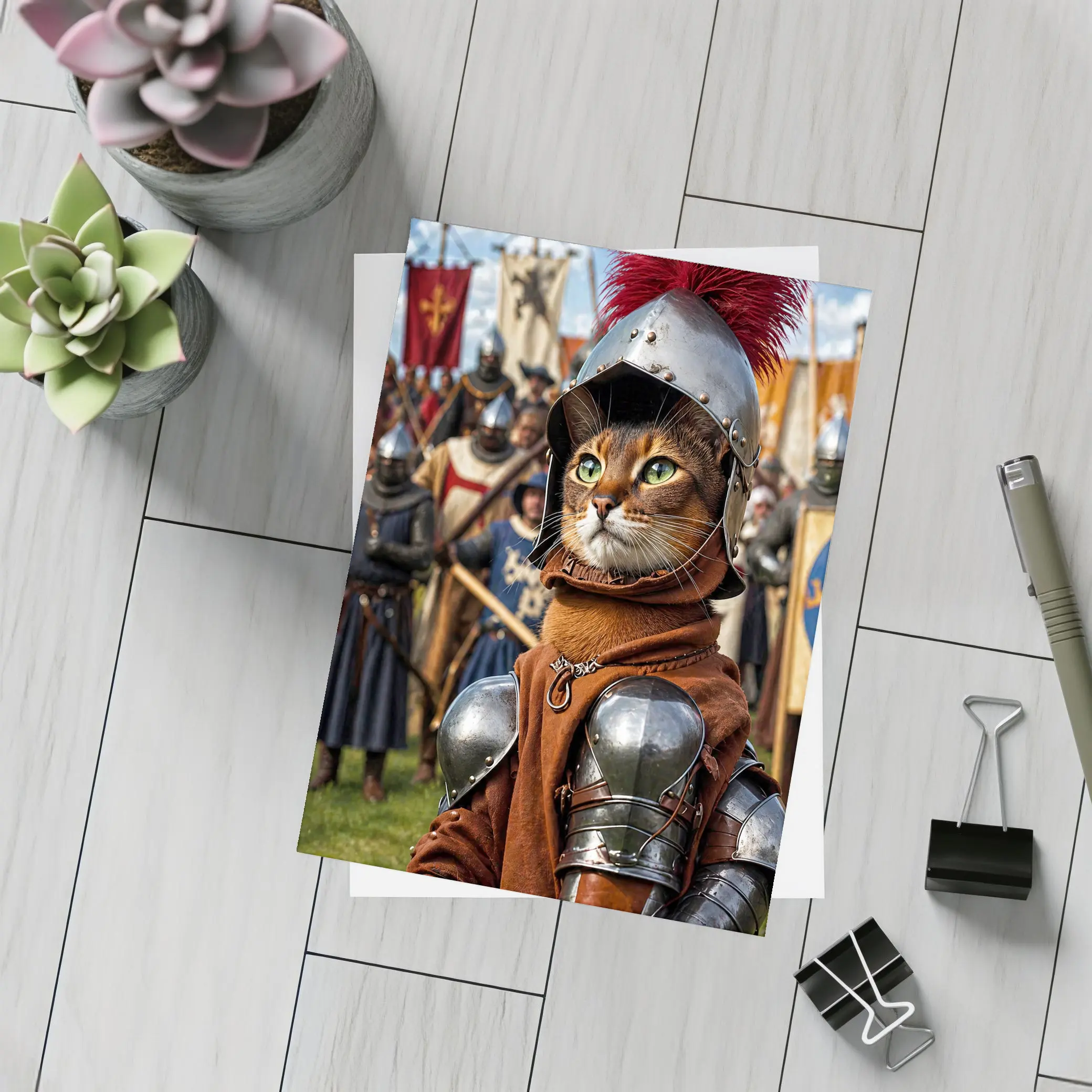Abyssinian Cat Knight Medieval Tournament Battle – Postcards