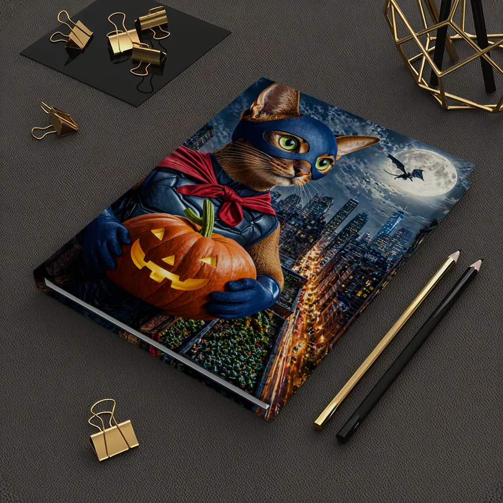 Abyssinian Superhero Cat City Night Halloween – Notebooks