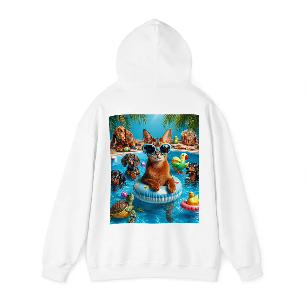 Abyssinian Cat Pool Party With Dachshunds – Hoodies